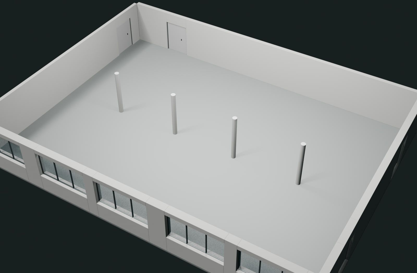 Bestehender Raum, leer, 3D-Modell nach Bestandsplan