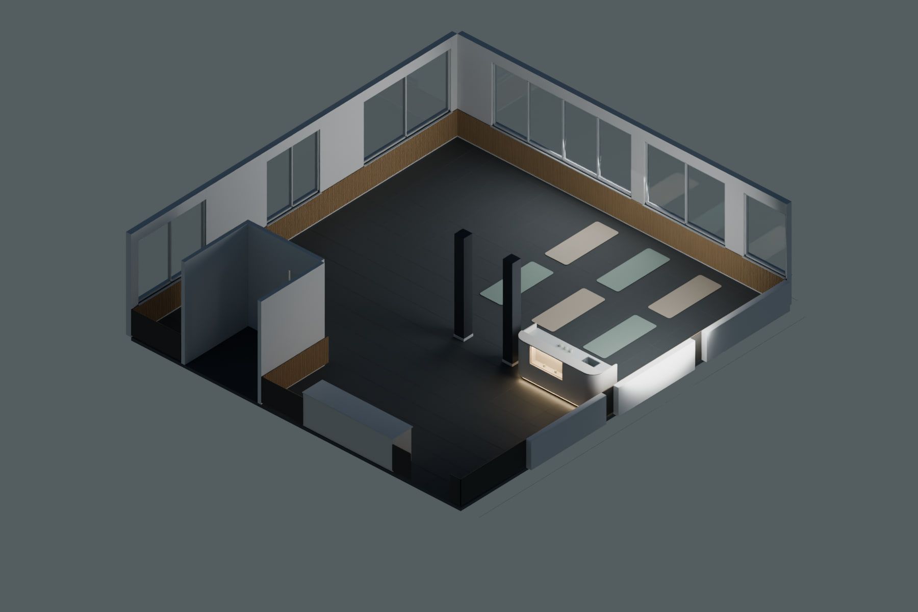 Raum als 3D-Modell, schematisch — Visualisierung