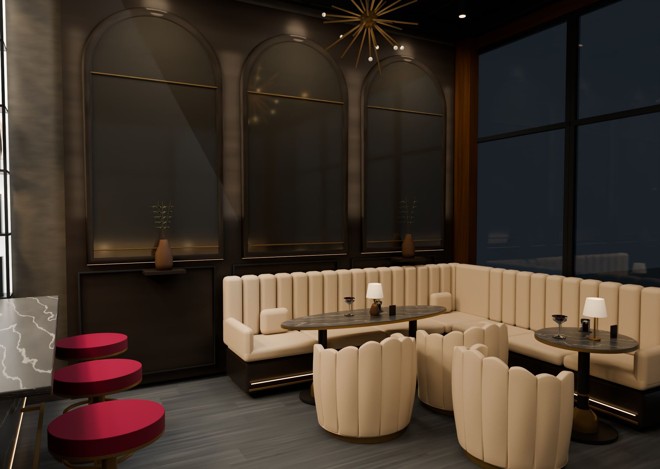 Lounge-Ecke mit Bank — Visualisierung